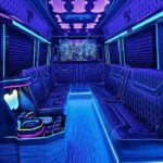 Luxury Mercedes Benz Sprinter party limo interior with LED lighting in New York City