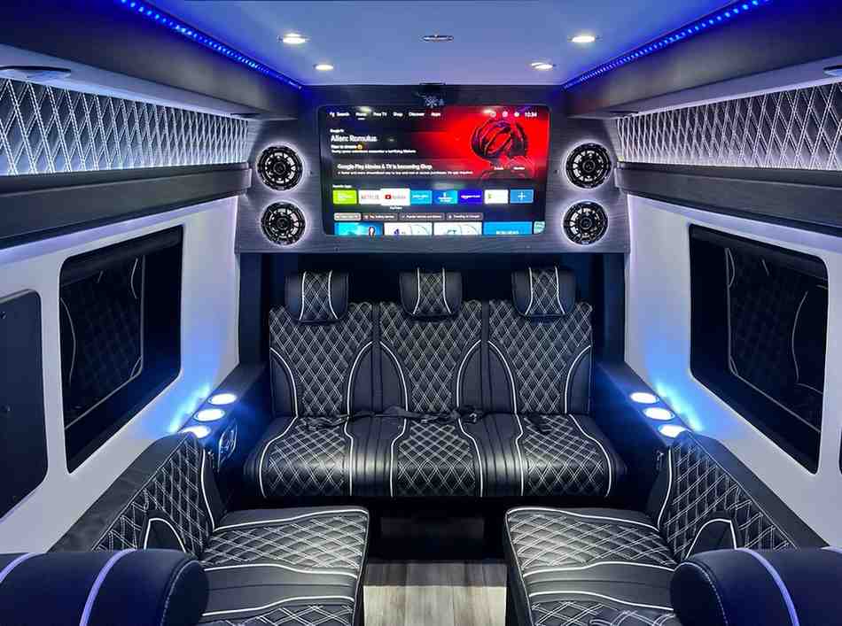 Mercedes Benz Sprinter limo with TV entertainment system in New York