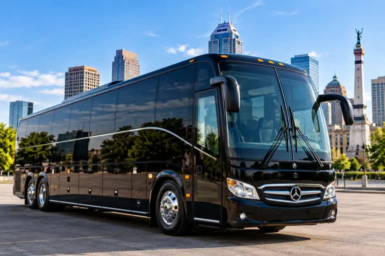 Mercedes 56-seat motor coach for charter bus rental in New York